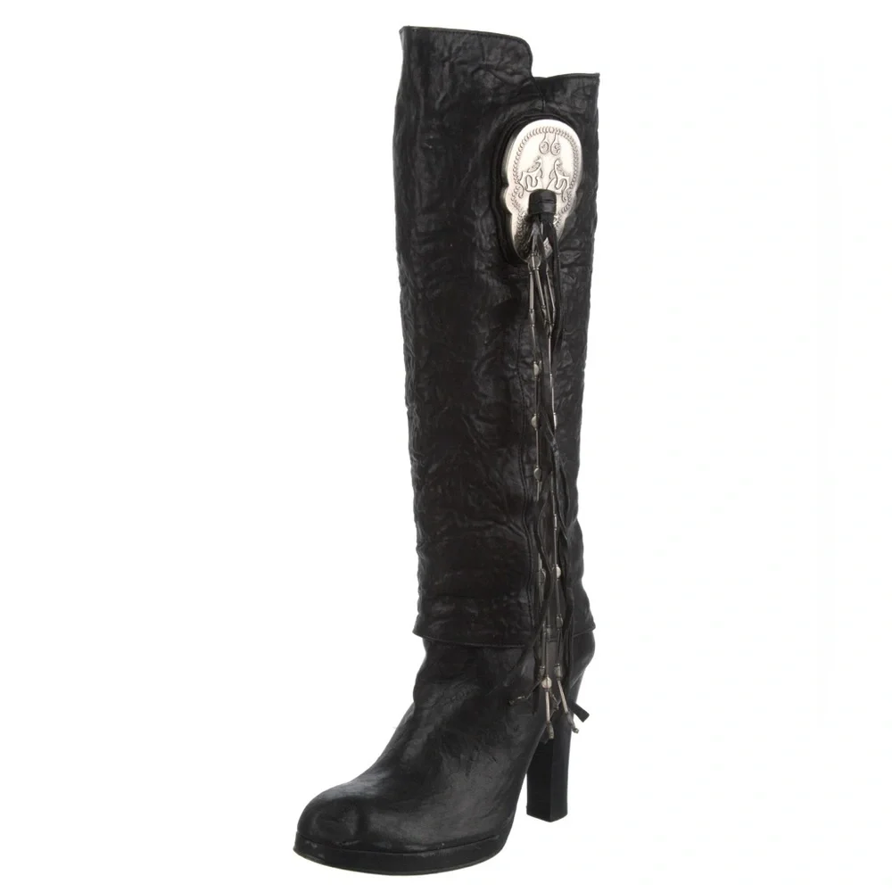 Thomas Wylde Leather Knee-High Boots as 8 - Picture 2 of 5